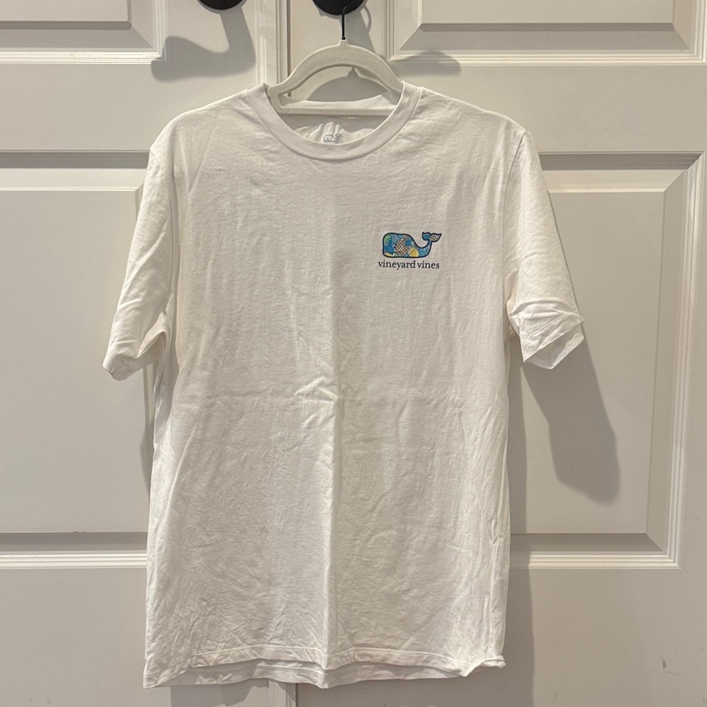 Vineyard Vines White Crewneck Tee with Blue & Green Whale